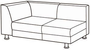 Модуль 2-местный с левым подлокотником Омега Люкс