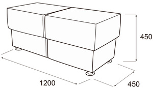 Банкетка прямоугольная Омега двухместная