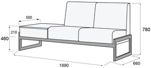 Диван 2-х местный со столиком, левый, Сигма Люкс
