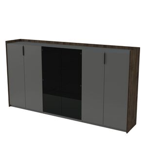 Шкаф средний, со стеклом, трехсоставный