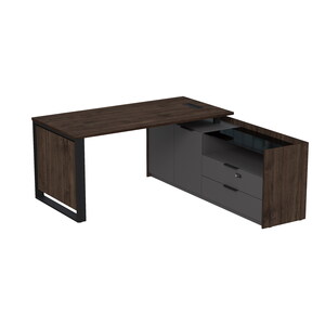 Стол рабочий с люч, на опорной двусоставной тумбе, с ящиками, с код замком