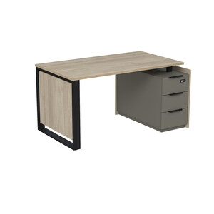 Стол рабочий на опорной угловой тумбе, с ящиками (метабокс), с код замком