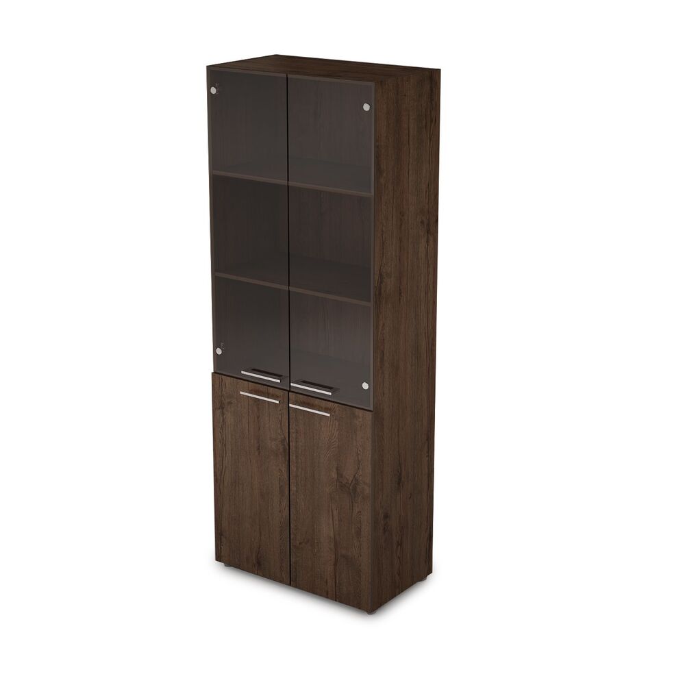 Шкаф стеллаж высокий со стеклом