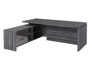 Стол руководителя с опорной тумбой (левый) (Фурнитура черная)