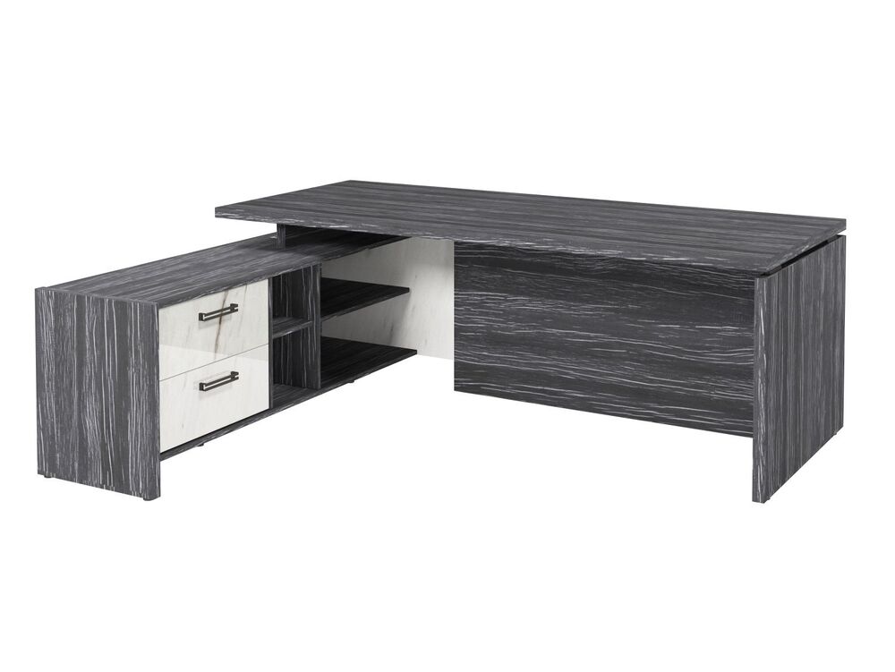 Стол руководителя с опорной тумбой (левый) (Фурнитура черная)