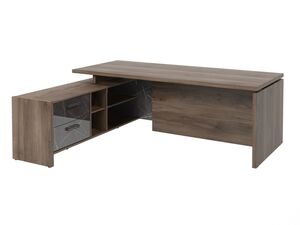 Стол руководителя с опорной тумбой (левый) (Фурнитура черная)