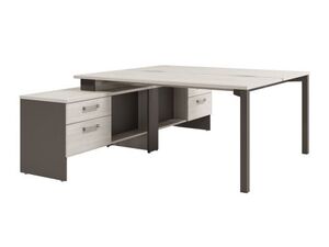 Стол-тандем на металлокаркасе с опорной тумбой