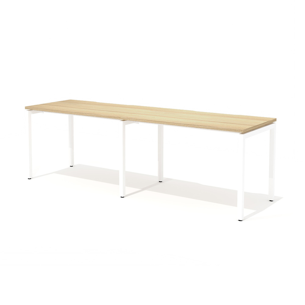 Двойной стол прямой с вырезом на металлокаркасе