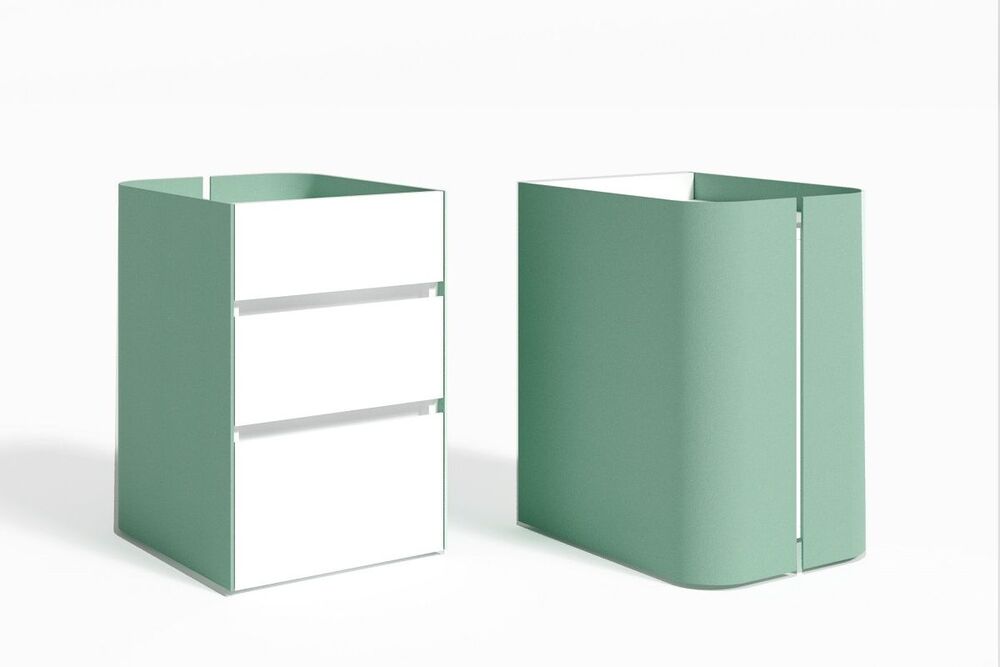 Тумба белая с зеленым фетром