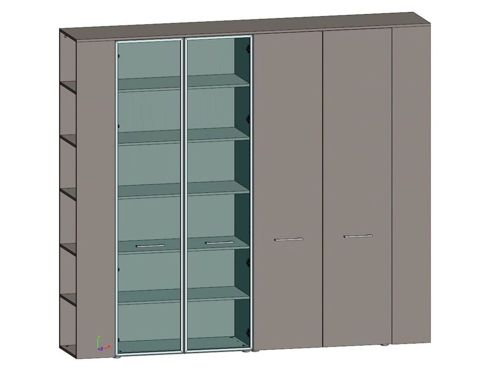 Шкаф высокий и гадероб с боковыми стеллажами