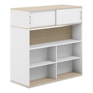 Стеллаж-комбо 2-стор. 1438 с антресолью, с экраном тканевым низким