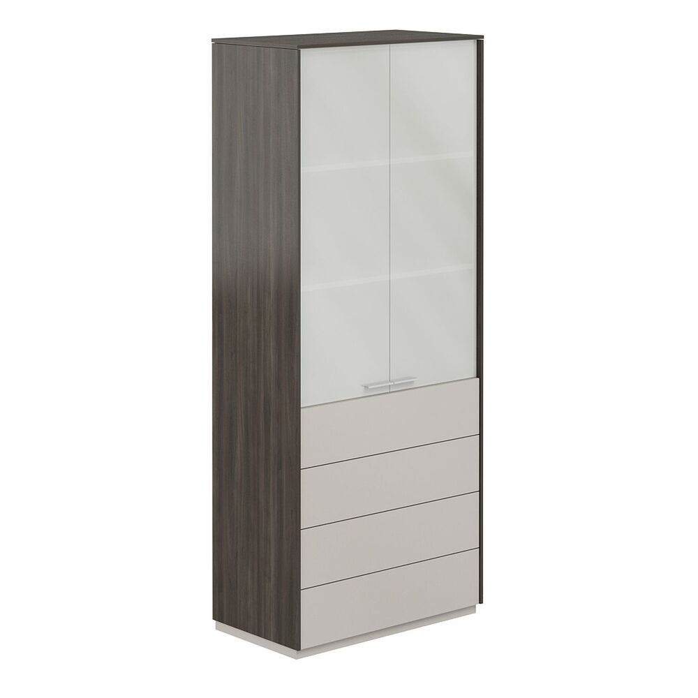 Шкаф высокий со стеклом матовым, 4 ящ.