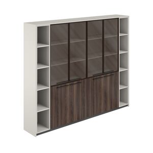 Шкаф высокий комбинированный со стеклом (2 шт) и 2-мя стеллажами