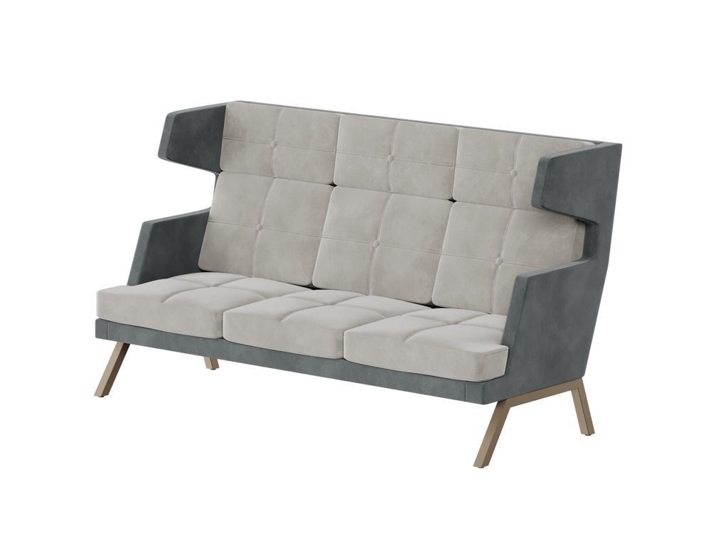 Диван трёхместный высокий с декором из пуговиц