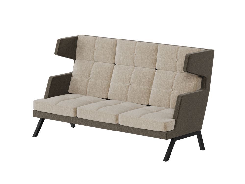 Диван трёхместный высокий с декором из пуговиц