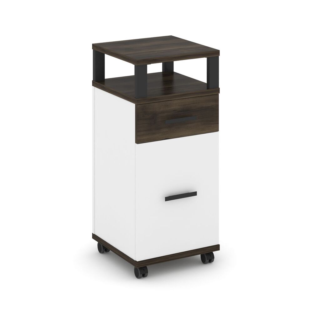 Тумба мобильная 1 ящик + 1 распашной фасад с надставкой