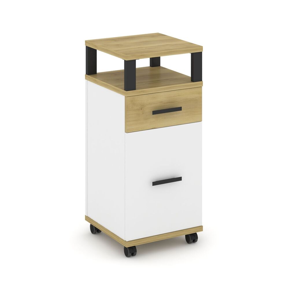 Тумба мобильная 1 ящик + 1 распашной фасад с надставкой