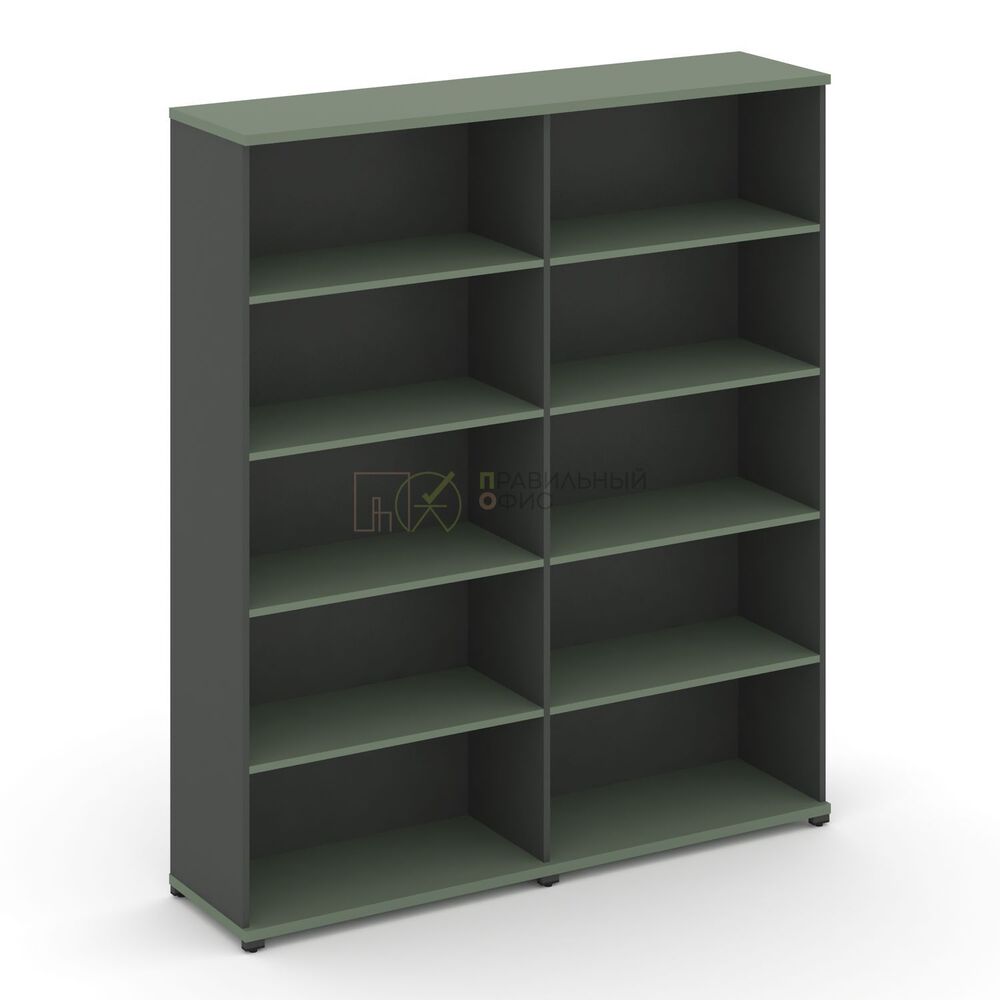 Стеллаж две широкие секции, 5 ниш