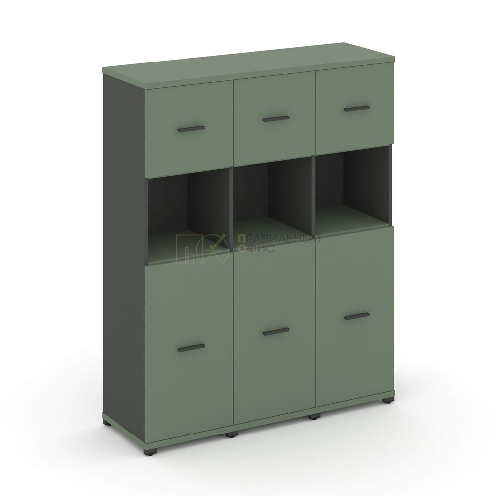 Шкаф три узкие секции, 4 ниши