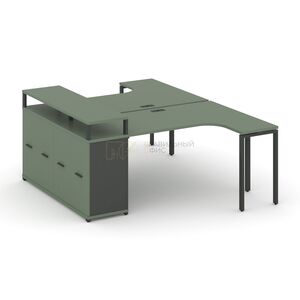 Рабочая станция с опорным распашным шкафом с верхним горизонтом