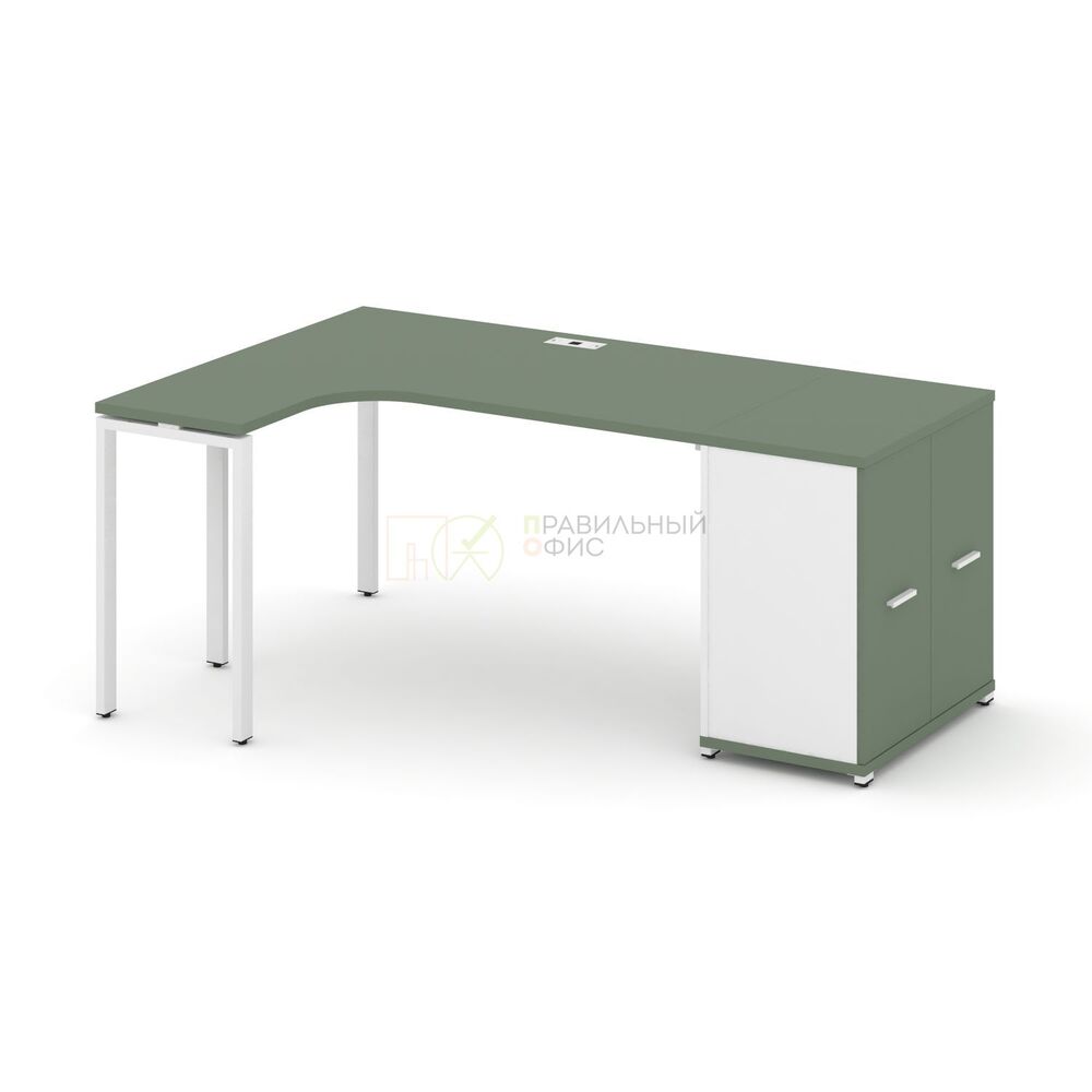 Стол эргономичный левый с опорным распашным шкафом левый