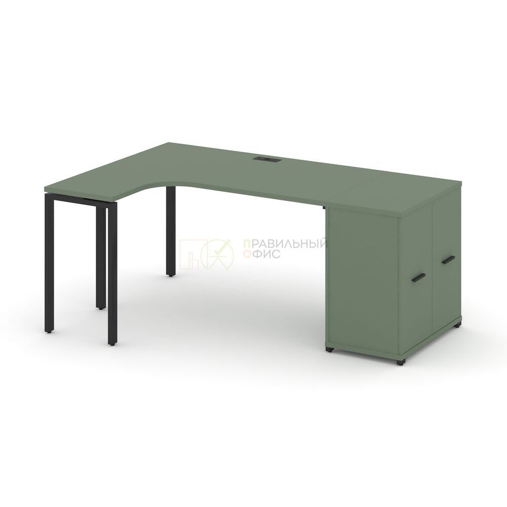 Стол эргономичный левый с опорным распашным шкафом левый