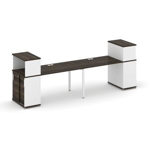 Рабочая станция с опорными шкафом купе с надставкой низкой