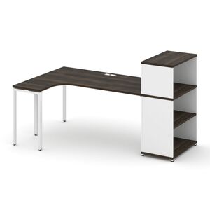 Стол эргономичный с опорным стеллажом с надставкой низкой левый