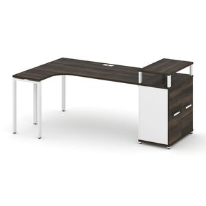 Стол эргономичный с опорным распашным шкафом с верхним горизонтом левый