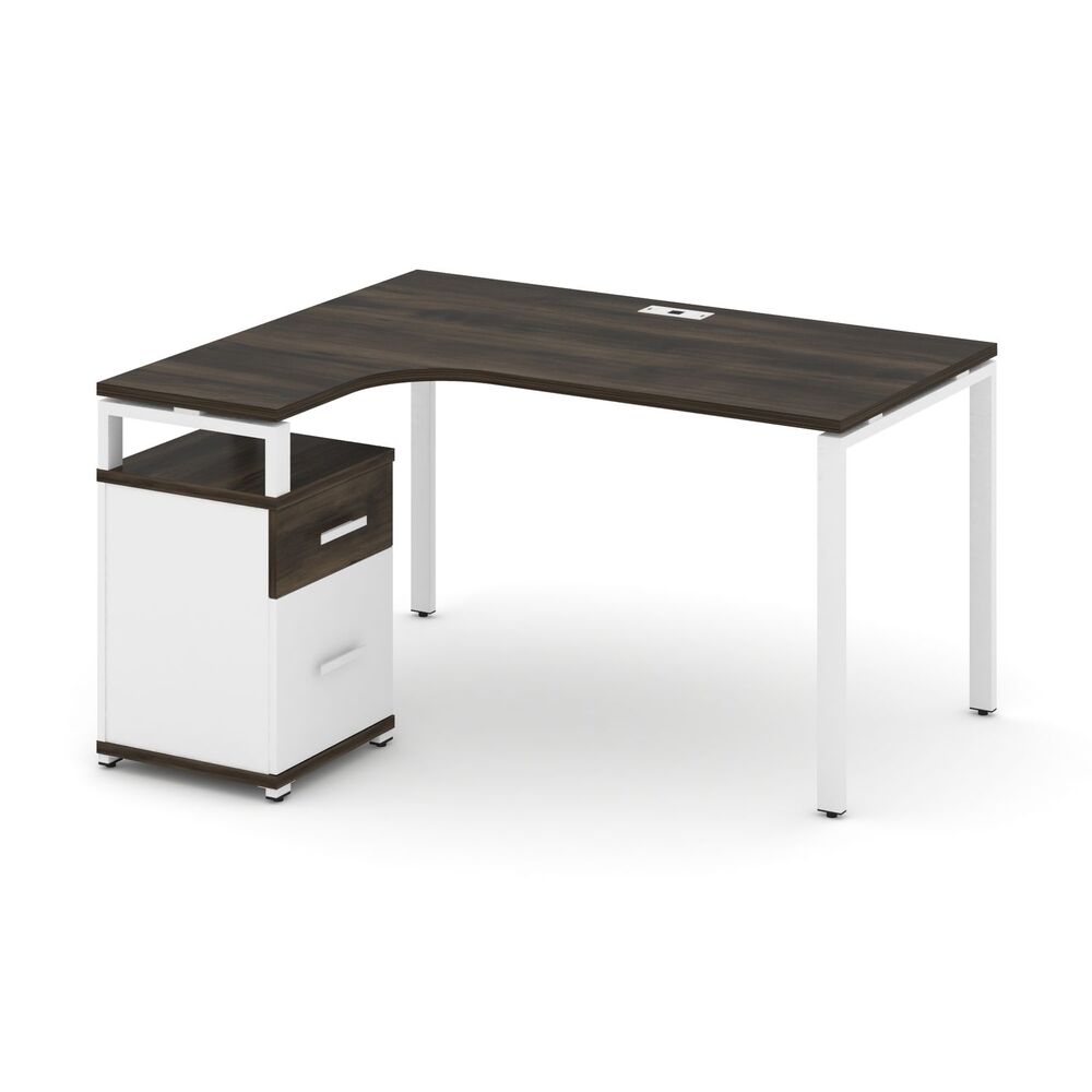 Стол эргономичный левый с опорной тумбой