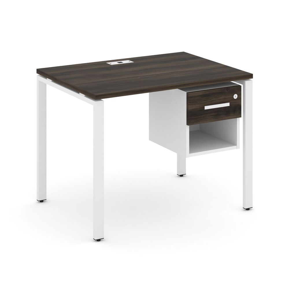 Стол рабочий с подвесной тумбой одной открытой нишей и одним ящиком