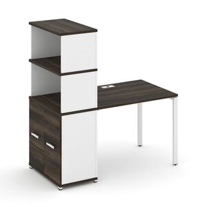 Стол рабочий с опорным распашным шкафом с надставкой высокой