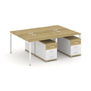 Рабочая станция на 4 места с двумя двухсторонними опорными тумбами