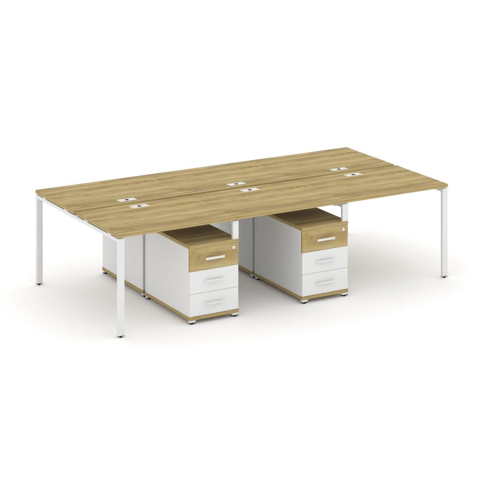 Рабочая станция на 6 мест с двумя двухсторонними опорными тумбами