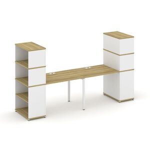 Рабочая станция с опорными стеллажами с надставкой высокой