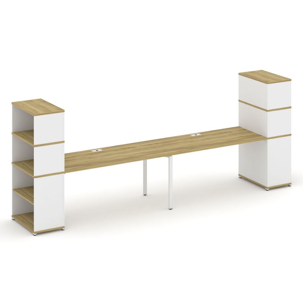 Рабочая станция с опорными стеллажами с надставкой высокой