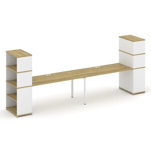 Рабочая станция с опорными стеллажами с надставкой высокой