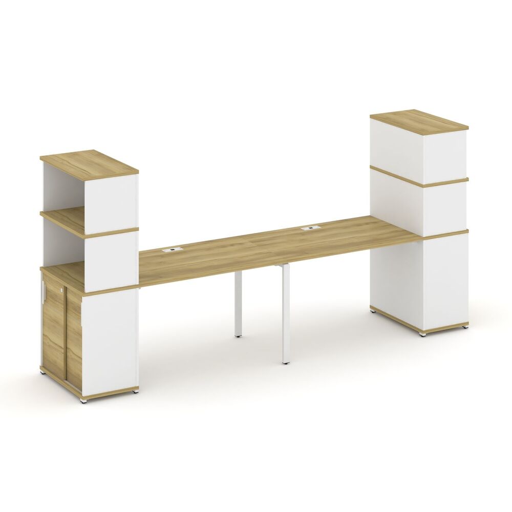 Рабочая станция с опорными шкафом купе с надставкой высокой