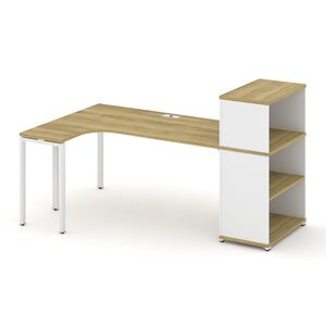 Стол эргономичный с опорным стеллажом с надставкой низкой левый