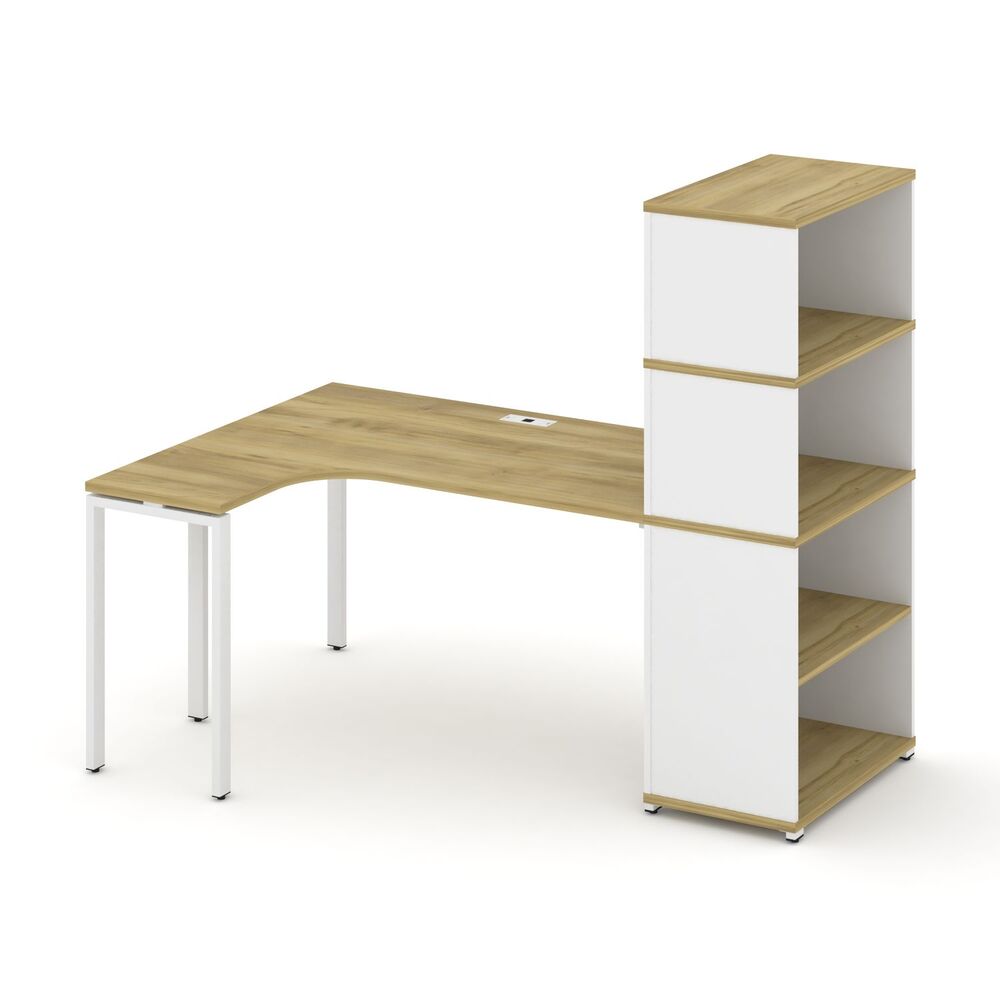 Стол эргономичный с опорным стеллажом с надставкой высокой левый