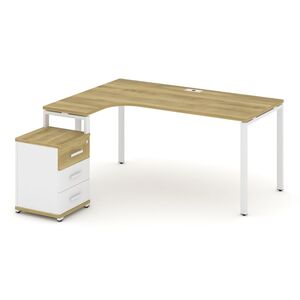 Стол эргономичный левый с опорной тумбой