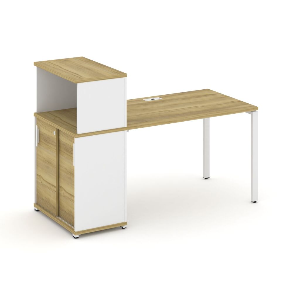Стол рабочий с опорным шкафом купе с надставкой низкой