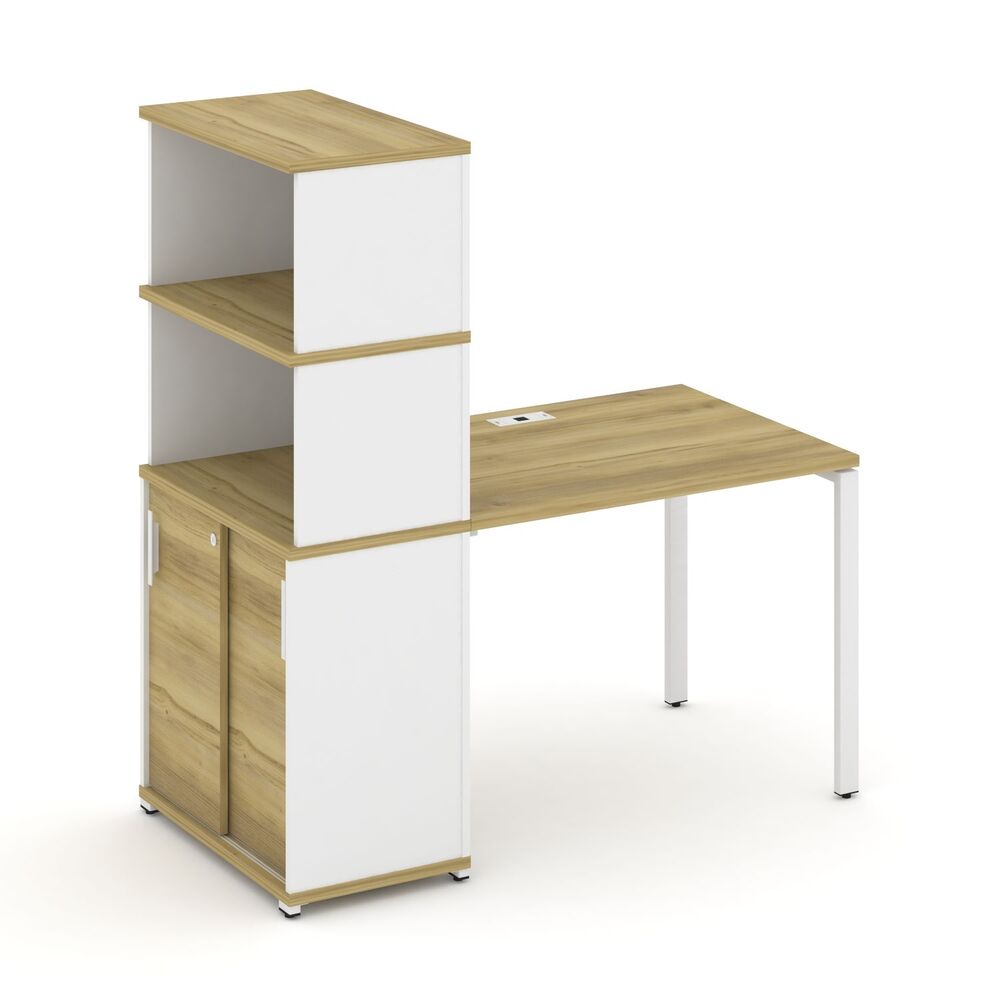 Стол рабочий с опорным шкафом купе с надставкой высокой