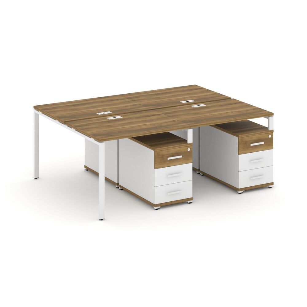 Рабочая станция на 4 места с двумя двухсторонними опорными тумбами