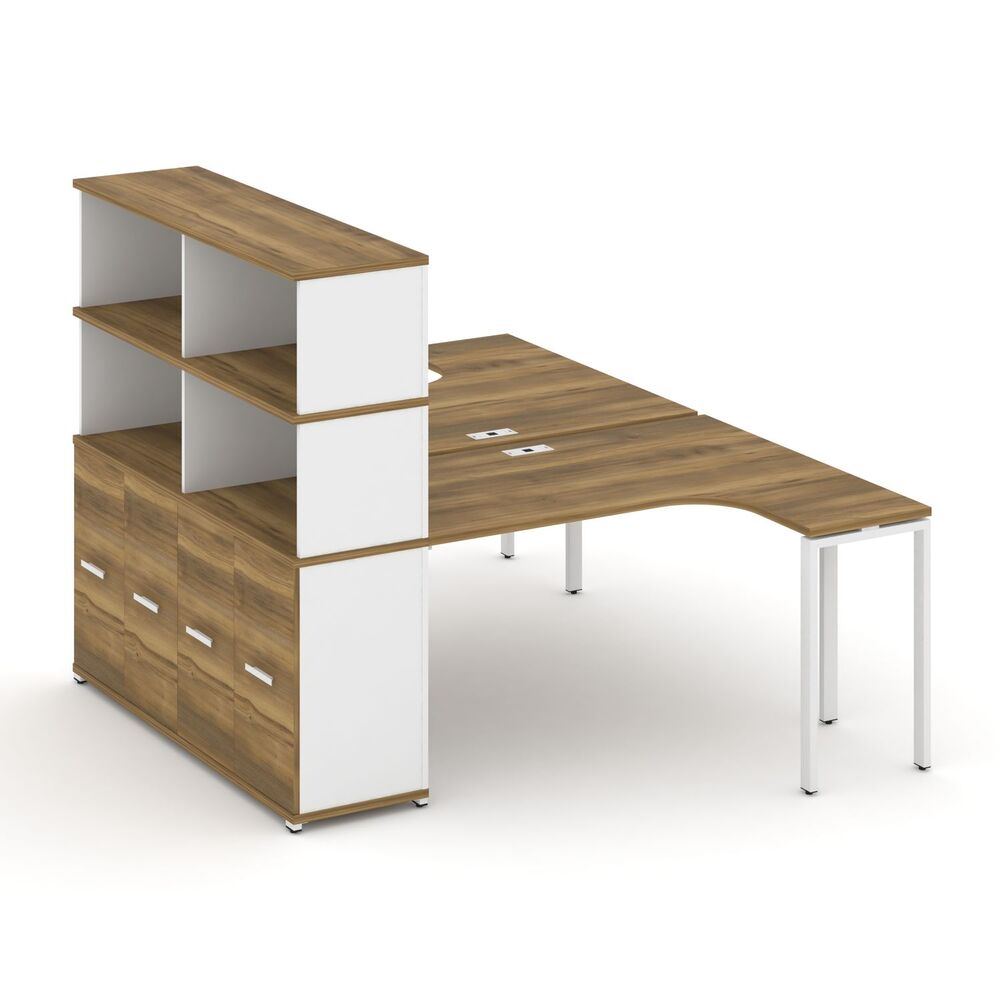 Рабочая станция с опорным распашным шкафом с надставкой высокой