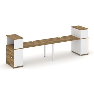 Рабочая станция с опорными распашными шкафами с надставкой низкой