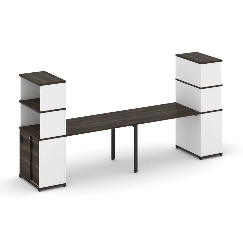 Рабочая станция с опорными шкафом купе с надставкой высокой