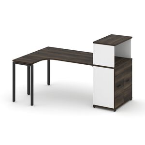 Стол эргономичный с опорным распашным шкафом с надставкой низкой левый