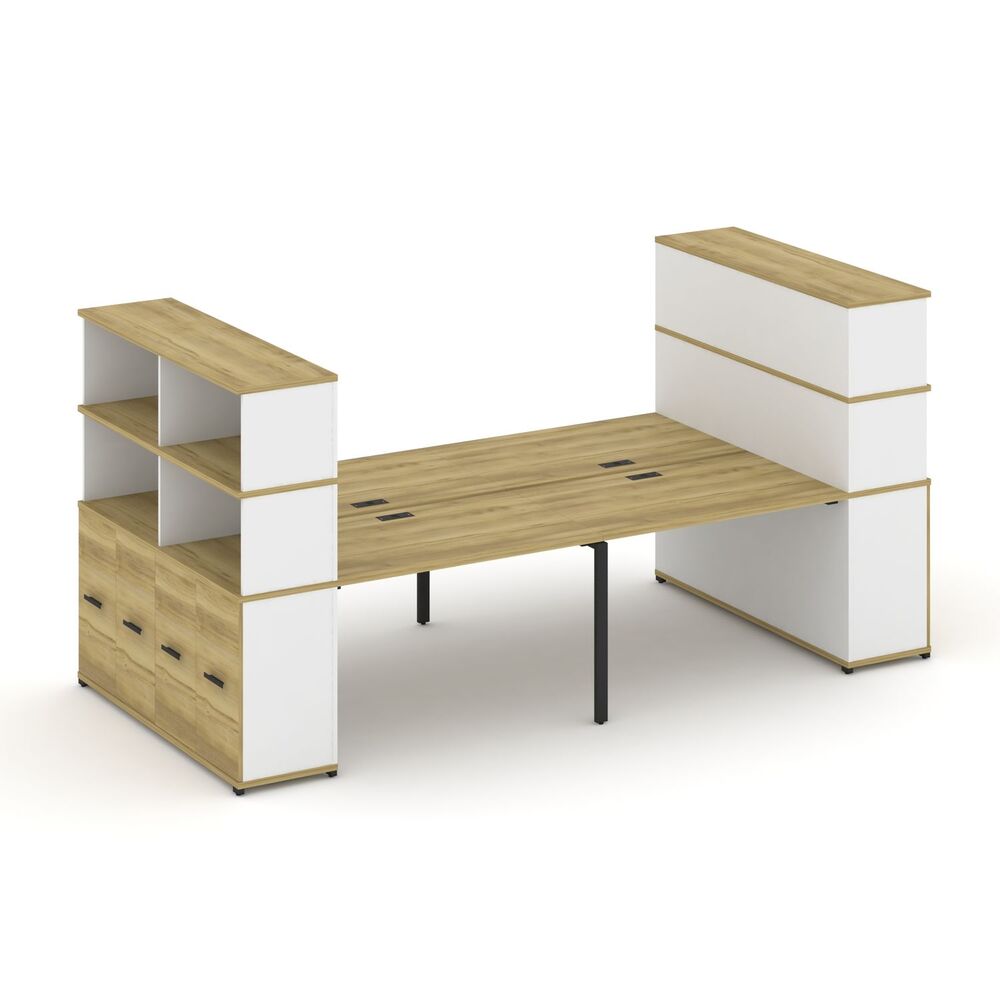 Рабочая станция с опорными распашными шкафоми с надставкой высокой