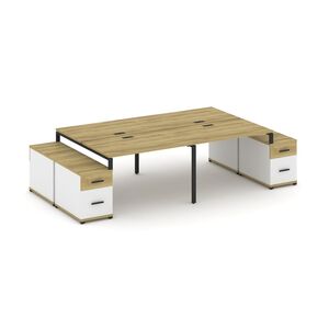 Рабочая станция на 4 места с двумя двухсторонними опорными тумбами